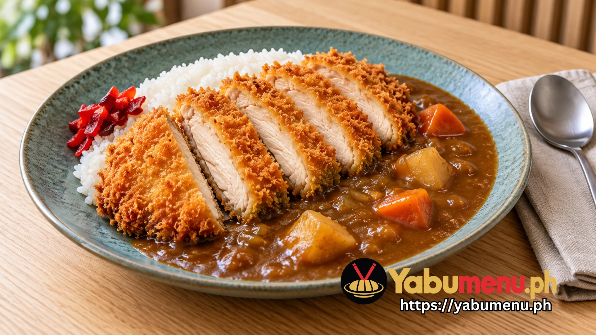 Chicken Katsu Curry with Japanese rice and vegetables