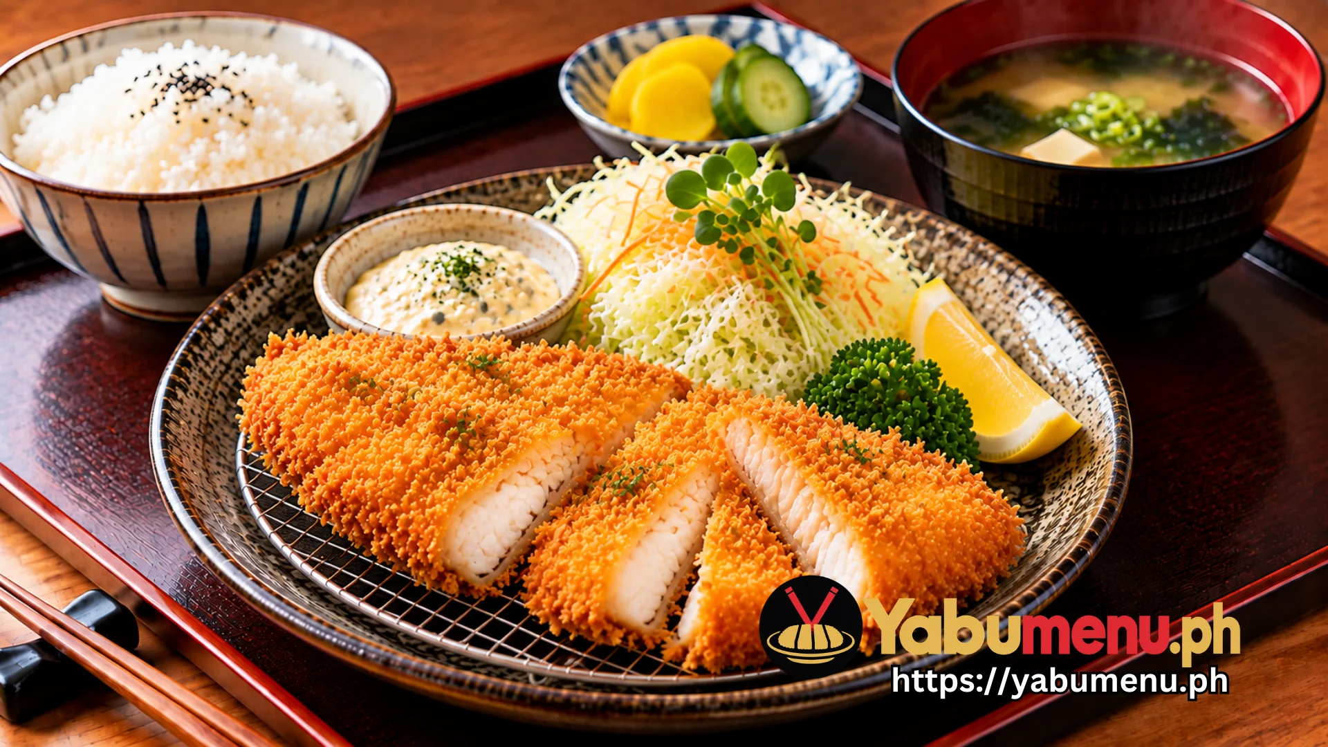 Cream Dory Katsu Set with Rice and Miso Soup