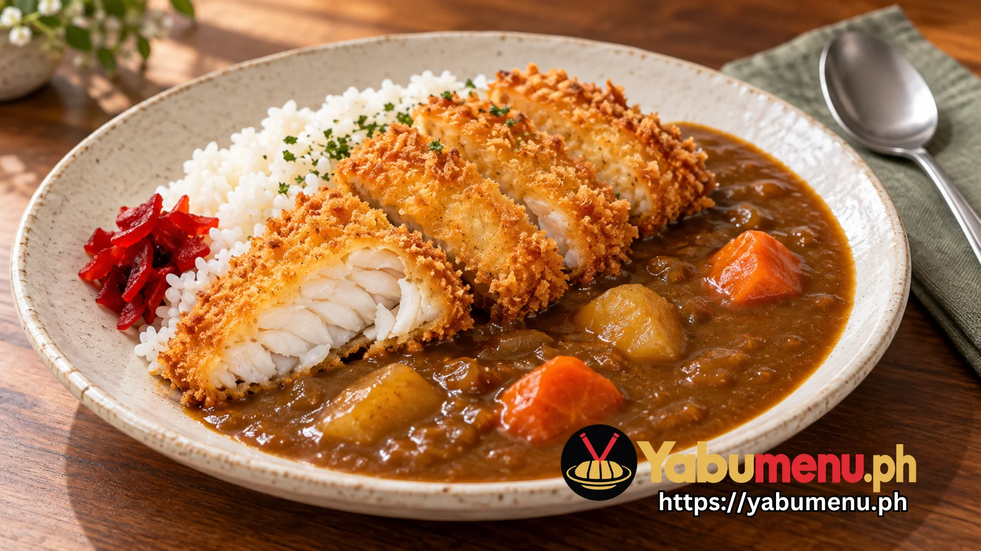 Menchi Katsu Curry with crispy minced meat and rice